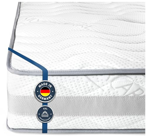 BMM Matratze Komfort Super XXL 200x200cm H4 extra fest/Kaltschaummatratze Öko-Tex Zertifiziert/ergonomische 7 Zonen/Höhe 23cm / Matratzen produziert in Deutschland