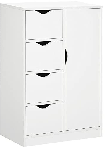 HOMCOM Storage Cabinet Armario de Almacenamiento, Madera de ingeniería, White, 54cm x 29cm x 83cm