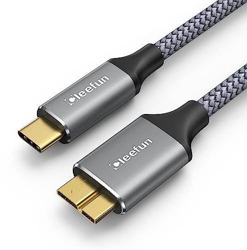 CLEEFUN Micro USB auf USB C 2M, Nylon USB 3.1 Micro-B (10Gbps)