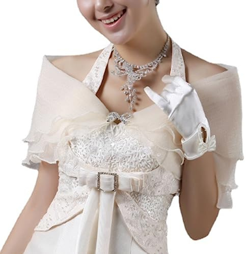SINLOV Short Chiffon Cape Shawls und Wraps für formelle Abendkleider Brauthüte Abdeckung Weiche Schals Brautjungfer Schals, champagner, L
