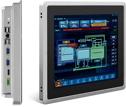 SunKol 12,1 Zoll lüfterloser Industrie-Panel-PC, All-in-One Panel-PC mit kapazitivem Touchscreen, 2xUSB2.0, 2xUSB3.0, HDMI, 2xRS232, LAN (I5-7200U, 8 GB RAM, 128 GB SSD)