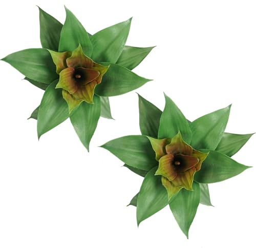 Melorca&Guilla Künstliche Sukkulenten, 2 Stück, 27,9 cm Durchmesser, 20 Blätter, große künstliche Aloe-Pflanzen, künstliche Sukkulenten, ungetopft für Geschäft, Garten, Büro, Heimdekoration