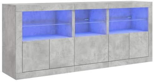 vidaXL Sideboard mit LED-Leuchten Betongrau 162x37x67 cm