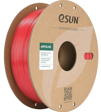 eSUN PETG Filament 1.75mm, PETG+HS Hochgeschwindigkeits 3D Drucker Filament, Maßgenauigkeit +/- 0.03mm, 1KG Spule (2.2 LBS) Schnelligkeit PETG für 3D High Speed Drucker (Einfarbig Rot, 1KG)