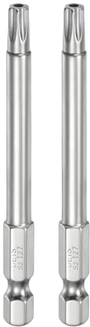 QUARKZMAN 2Pcs T27 Bit de Seguridad Torx 1/4 Vástago Hexagonal 3 Largo Acero S2 Magnético Resistentes a Manipulaciones Puntas de Estrella Destornillador Torx con Agujero de Conductor