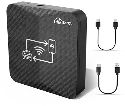 Arubaitai CarPlay Wireless & Android Auto - 2-in-1 Plug and Play Adapter Dongle Konvertiert Kabelgebunden zu Kabellos für Autos mit CarPlay