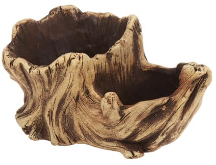 KITANDOVE Pot De Fleurs Rétro en Ciment à Double Compartiment Motif Souche De Bois Grand Pot Décoratif pour Plantes Succulentes Artificielles Décoration d 39 Intérieur