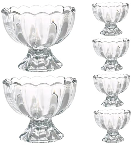 Jeorywoet Dessert Bowls, Ice Cream Bowls 6Pcs Glass Dessert Bowls Set Footed Cups 6.8 Oz Trifle Bowl Clear Snack Cup for Fruit Salad Milkshakes Pudding Cocktail Drinks Party, Trifle Bowl Glass
