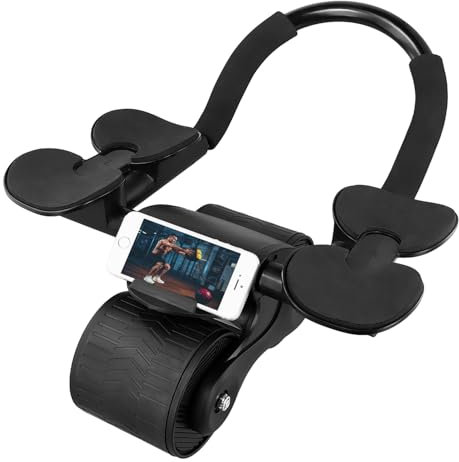 QWORK® Rullo per allenamento muscoli addominali, trainer addominale per la casa con timer, dispositivo per allenamento addominale, doppie ruote stabili, muto
