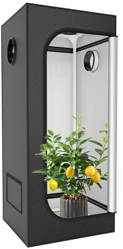 Tenda per coltivazione idroponica, 120 x 60 x 200 cm, in tessuto Oxford 600D, con finestre di osservazione e vassoio da pavimento, per giardinaggio interno, colore nero