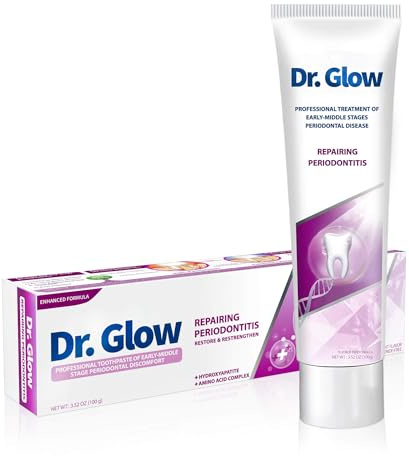 Fluorfri tandkräm med hydroxyapatit från Dr. Glow, behandlar gingivitis och periodontit i tidigt skede, reparerar tillbakadraget tandkött, 3,52 oz