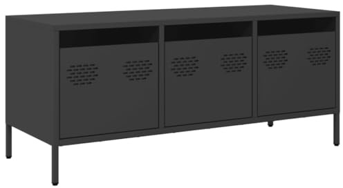 vidaXL Mueble para TV Acero Laminado en frío Negro 101,5x39x43,5 cm
