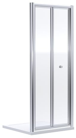 Balterley Bifold Shower Door, Round Handles Bi Folding Door, 4mm Toughened Safety Glass Bi-Fold Shower Doors, Reversible Bifolding Doors Internal, Sliding Glass - 890 x 39 x 1900mm (Chrome)