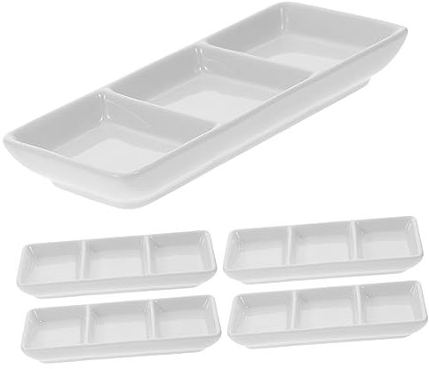 ELAYARD Set 5 Piatti in Per Salsa Soia Piatti Per Intingere a 3 Scomparti Design e e Ristoranti