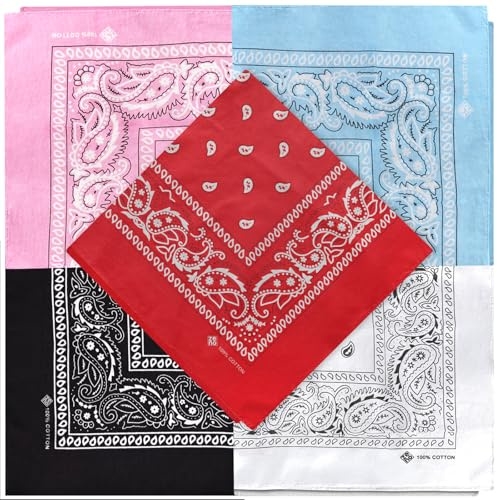 ZENO Bandana – 100% Baumwolle & Natürliche Fasern – Halstuch Ohne Polyester – Hochwertig, Weich, Langlebig & Waschmaschinenfest – Bandana Herren & Damen – Unisex & Kinder - 5 Pack