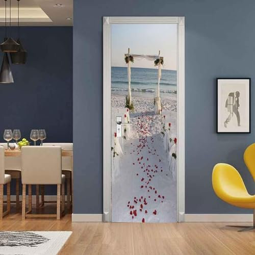 3D Türtapete Selbstklebend Hochzeitsszene Blumen 80 X 200 Cm Diy Wandbild Pvc Wasserdicht Pvc Türtattoos Türposter Türaufkleber Fototapete Türfolie Für Tür,Wohnzimmer,Schlafzimmer,Küch-69200774980868