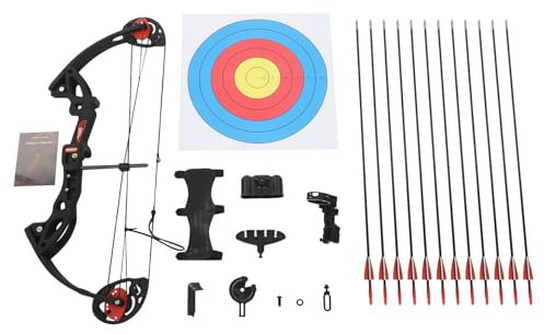 Compoundbogen Set Pfeil und Bogen Set Jugendliche Einstellbar Jagdbogen Kit 7.26-13.15kg Auszugslänge: 49-72cm mit 12 Pfeile Für Outdoor-Wettbewerbe Zielübungen
