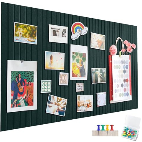 Felt Notice Board Large 60 x 40 cm - Dark Green Self-Adhesive Cork Notice Board with 30 Pins, 9 mm Thickness | Premium Bulletin Board for Photos, Notes & Memos | Ideal for Home, Office, School |
