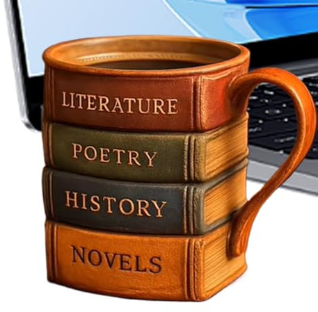 Tazza da caffè personalizzata, tazza da caffè | Tazza da tè al latte | Divertente, in resina con design a libro dipinto, tazze resistenti al calore con manico ergonomico per succo di whisky B