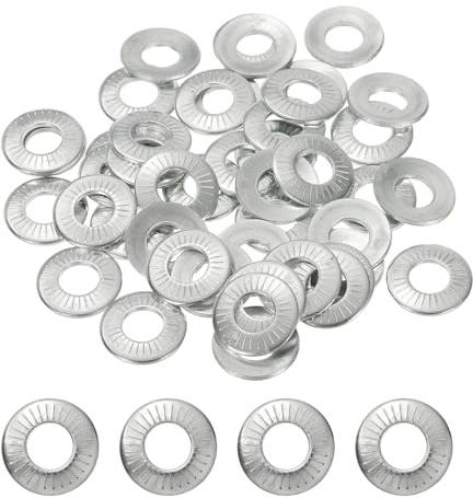 PATIKIL Rondelle Piatte M8x16x1.4mm 50Pz Acciaio 65Mn Rondella Molla Belleville Conica Zigrinata Guarnizione Metrica Per Applicazioni Automobilistiche Industriali Edili(Zincatura Bianca)