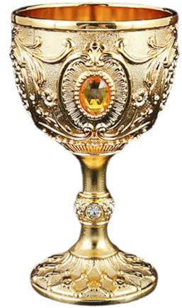 SiaBiced Cáliz metálico para Agua con diseño, Ideal para champán y cócteles, Oro, Individual