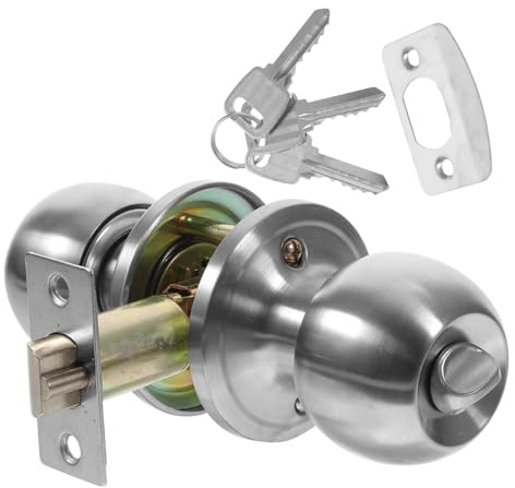 Gadpiparty Türknauf Schloss aus Edelstahl mit Schlüssel für Schlafzimmer und Badezimmer Langlebiger Ergonomischer Griff Einfache Bedienung Privacy Door Lock für Innentüren Türstärke