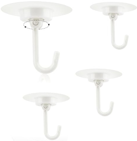 4 Stück Haken Selbstklebend,360°Drehbar Deckenhaken Selbstklebende,Wandhaken Selbstklebend,Haken Ohne Bohren,Wasserdicht Transparent Klebehaken Decke,Selbstklebende Haken für Küche,Bad,Büro,Decke,Wand
