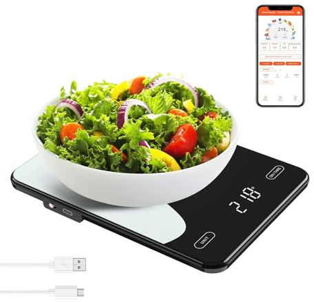 Bilancia alimentare digitale Bilancia da cucina intelligente da 10 kg con calcolatrice nutrizionale APP Bilancia ricaricabile in grammi for bilance da forno for la perdita di peso