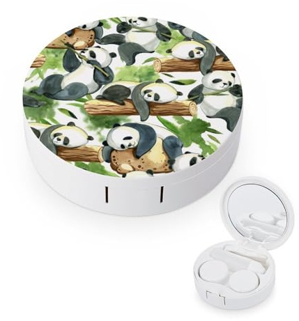 fkgvwo Contact Lens Case Black White Panda Contact Lens Holder Box Container Soak Storage Kit