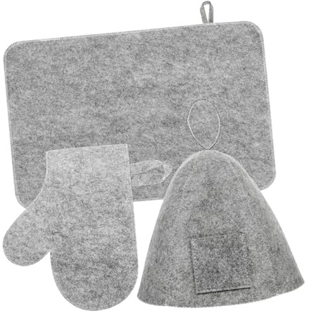 PRETYZOOM Felt Sauna Accessories Set with Cap Glove Pad for Men and Women Skin-friendly Soft Sauna Supplies Comfortable Steam Cap