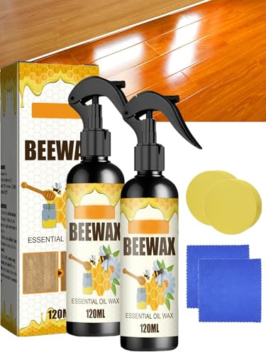 Beeswax Wood Polish, Natural Beeswax Care Spray & Restorer, Bees Wax Furniture Polish and Cleaner for Living Rooms, Kitchens, Wood Furniture Floors (2pc)