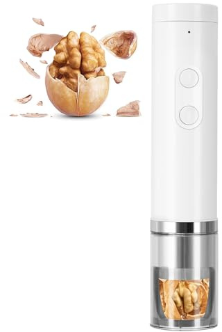 Cascanueces Eléctrico, Abridor De Nueces Automático con Presión De 40-50Kg, Apertura con Un Botón Y Larga Duración De Batería, Pelador De Nueces USB para Nueces Pacanas Avellanas Nueces Almendr White