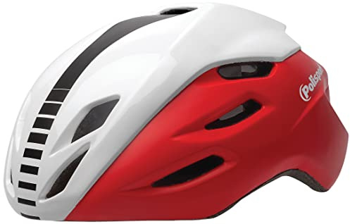POLISPORT 8739800008 - Aero-R Fahrradhelm für Damen und Herren Verstellbare Größe L (58-61cm) mit abnehmbarem Visier und CE-Zertifizierung in Farbe Rot Matt/Weiß Glänzend/Schwarz