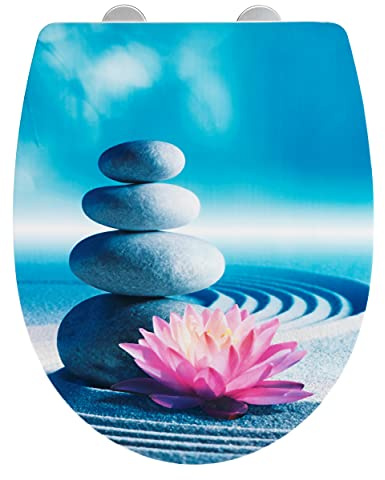 WENKO Abattant Spirit avec surface brillante - Abattant WC avec système d'abaissement automatique, fixation hygiénique Fix-Clip, Thermoplastique, 36.5 x 45 cm, Multicolore