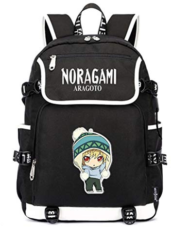 WANHONGYUE Noragami Anime Cosplay Schoolbag Rucksack 15.6 Laptop Backpack with USB Charging Port Black / 5