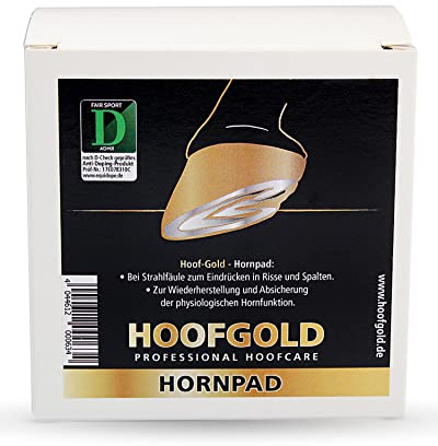 HOOFGOLD Hornpad für Pferde - Strahlpflege bei Strahlfäule, zum Eindrücken in die Strahlfurche, Inhalt 10 Pads