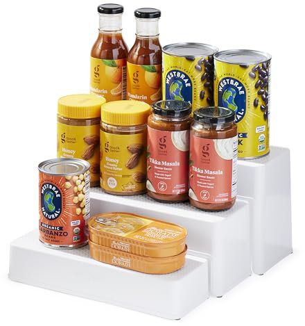 YouCopia ShelfSteps Tin Can Organiser, Adjustable 3-Shelf Pantry and Kitchen Cupboard Organiser