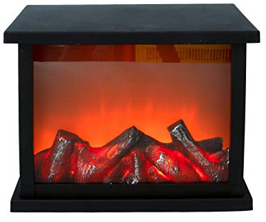 Lanterna a LED con fiamme a LED danzanti e timer, 27 x 21 cm, camino artificiale con effetto fiamma, piccola lanterna con effetto fuoco alimentato a batteria