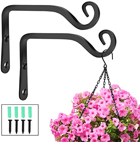 Ganci per Appendere Alla Parete, Gancio Murale di Supporto per Vasi Fioriere Cesti Lanterne, Decorazioni Staffa per Piante Giardino per Mangiatoie Uccelli, Lanterne, Campane a Vento (2PCS)
