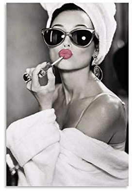 NENBN Kunstdruck auf Leinwand, Motiv: Audrey Hepburn Lippenstift, modernes Design, 50 x 75 cm
