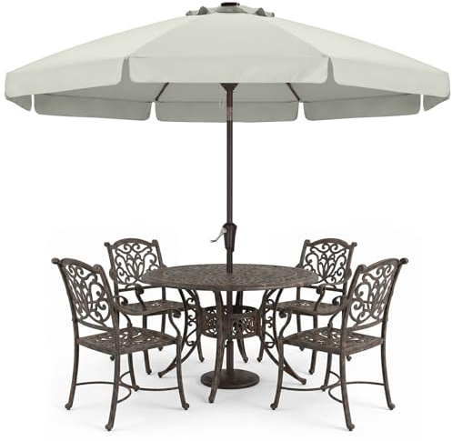 ABCCANOPY Sonnenschirm im Freien Wasserabweisende Bespannung -Gartenschirm Marktschirm, 270cm,Hellbeige