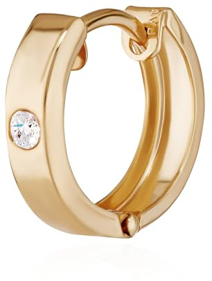 NKlaus Klappcreolen 375er Gelbgold, 9 Karat, Zirkonia, 12,5x3,1mm 1 Stück | Klappbügel-Verschluss