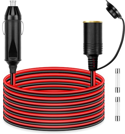 ALITOVE 12AWG Cigarette Lighter Extension Cord 12FT 30A 360W Max. Heavy Duty Power Cable Male Plug to Female Socket for 12V 24V Car Vehicle Tire Pump Air Compressor Refrigerator Coffee Maker