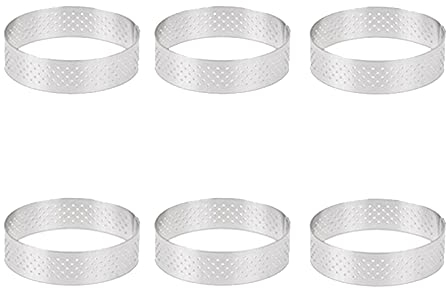 Micvtve 6PZ 6Cm per Crostata Stampo per Crostata nel Acciaio Inossidabile Taglierina per Torta per Torta Forato Resistente al Stampi per Mousse