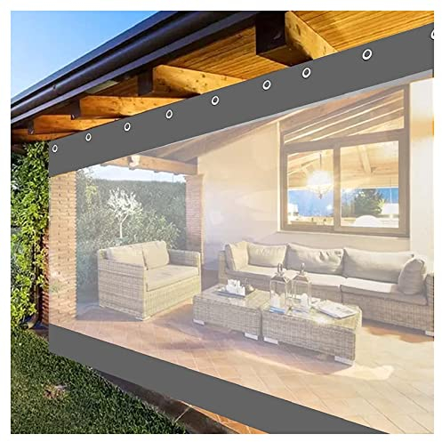 STRMAX Abdeckplane Holz,Transparente Pergola-Vorhänge, wasserdichte PVC-Pergola-Seitenwände for Den Außenbereich, Mit Ösen, 0,5 Mm, Strapazierfähige Plane for Pavillon, Veranda, Anpassbar