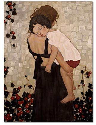 Berühmtes Gemälde Mutter und Kind von Gustav Klimt leinwand bilder groß Wall Art Poster Print Picture For Bedroom Decor 80x122cm Frameless