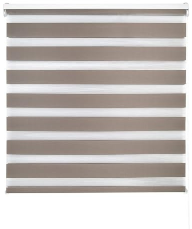 Estoralis Vera | Estor Enrollable Noche y Dia Diseño Moderno | Doble Tejido | Color Tabaco | 105 x 180 cm (Ancho/Alto) Tamaño Tela 102 x 175 cm | Estores para Ventanas y Puertas