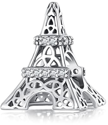 NINGAN Sterling Silber 925 Eiffelturm Charme Gehe zu Reise Serie Perlen passend für Damen Armband