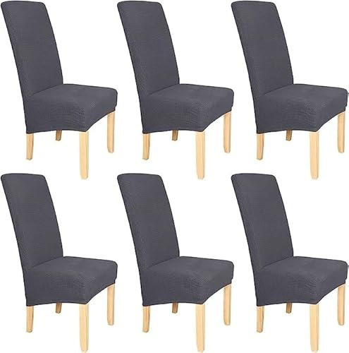 Stuhlhussen Groß 4er 2er 6er set XL Stretch Stuhlbezug Moderne Abnehmbare Waschbar Stuhlbezüge für Esszimmerstühle,Universal Hussen Stuhl Mit Gummiband für Esszimmer ( Color : #1 , Size : 6 Stück )