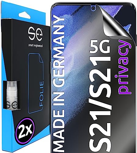 2X se® 3D SCHUTZFOLIE Privacy für Samsung Galaxy S21,Blickschutz, 100% Fingerabdruck & FaceID kompatibel, einfache blasenfreie Installation, Ultra-Klar, Stoß-Kratzfest, aus Deutschland